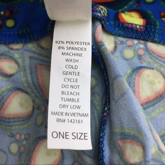 LULAROE Leggings OS One Size Aztec Southwestern Floral Flame Blue Yellow Black - Picture 7 of 9